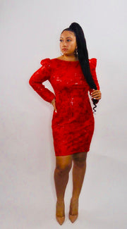 Red Carpet Effect Mini Dress