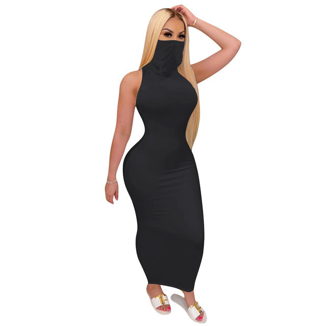 Plus Size Maxi Dress With Mask