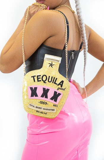 We Love Tequila Clutch- Gold